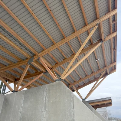 batiment ossature bois facade bois metal